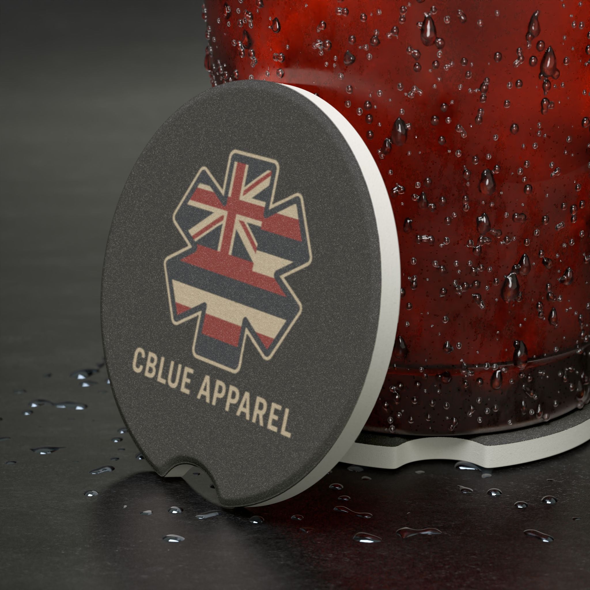 CBlue Apparel – Hawai‘i Flag Star of Life Car Coaster