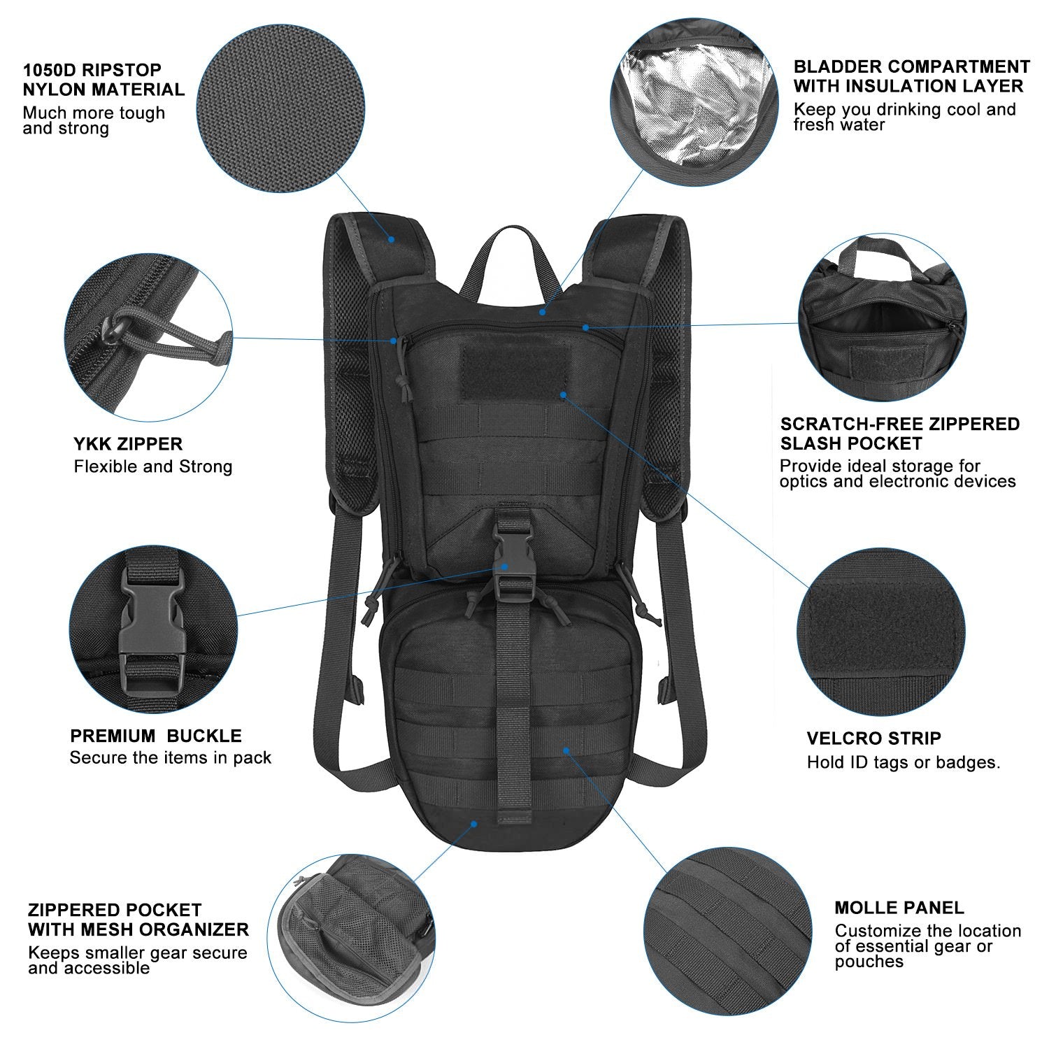 Unigear Hydration Tactical Backpack – MOLLE Compatible