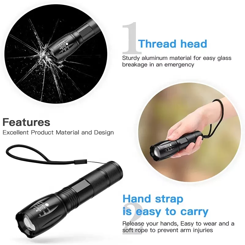 90000LM LED Tactical Flashlight
