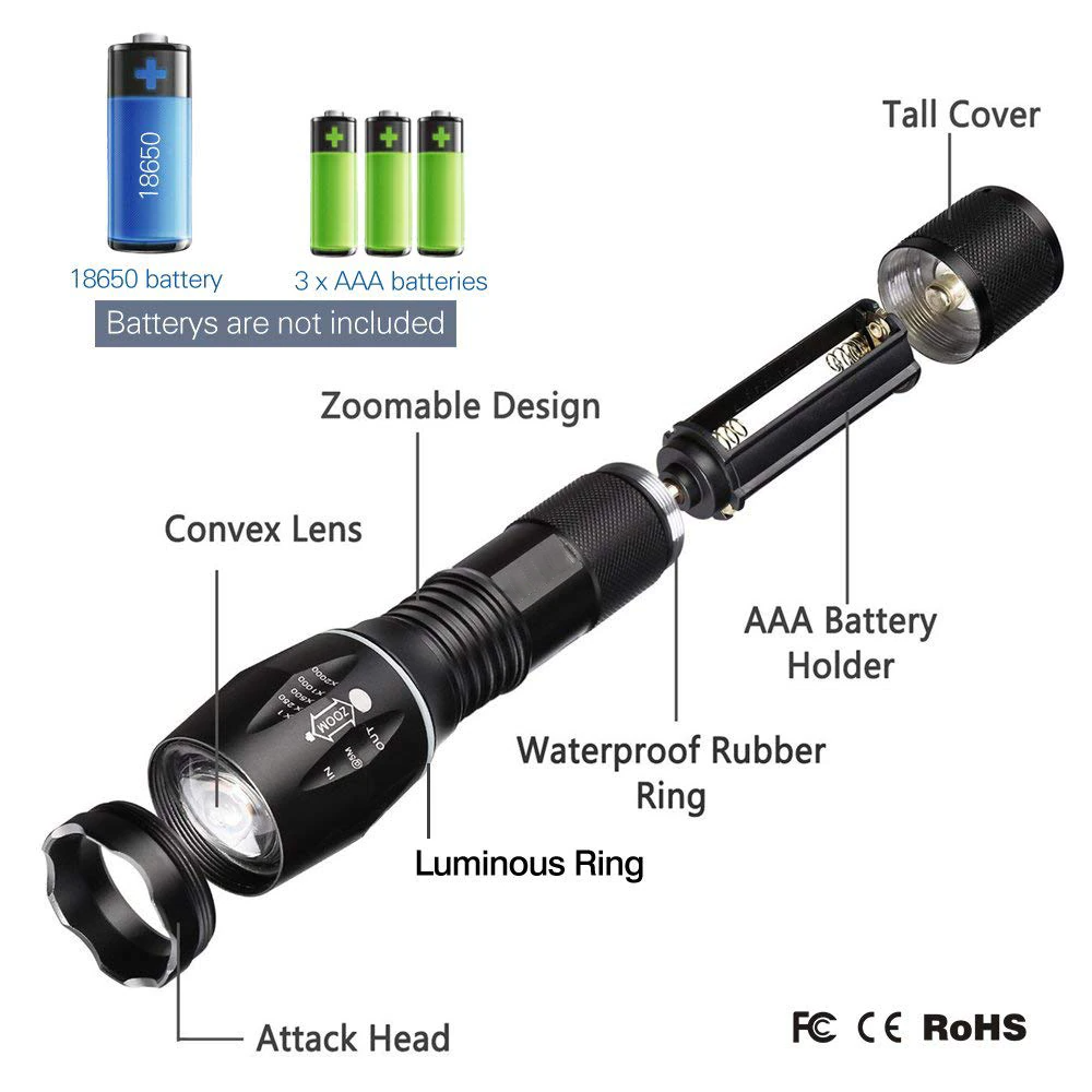 90000LM LED Tactical Flashlight