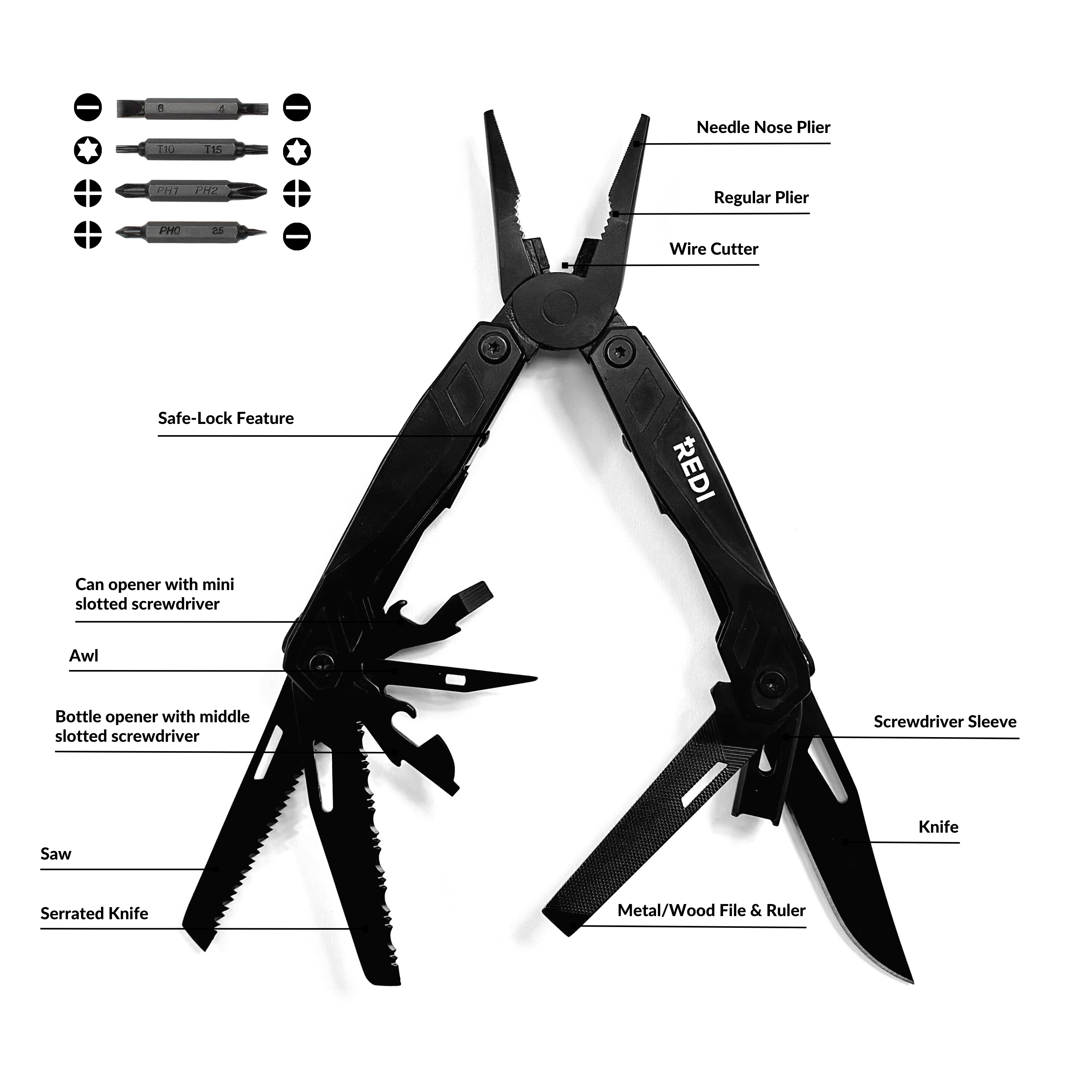 REDI 21-in-1 Tactical Multi-Tool with Sheath
