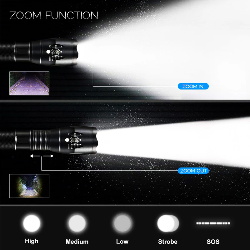 90000LM LED Tactical Flashlight