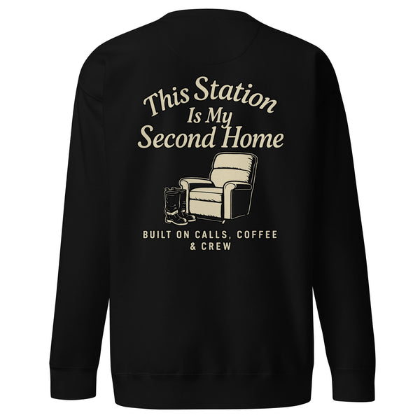 Second Home Co. — Firehouse Lounge Crewneck | Built on Calls, Coffee & Crew