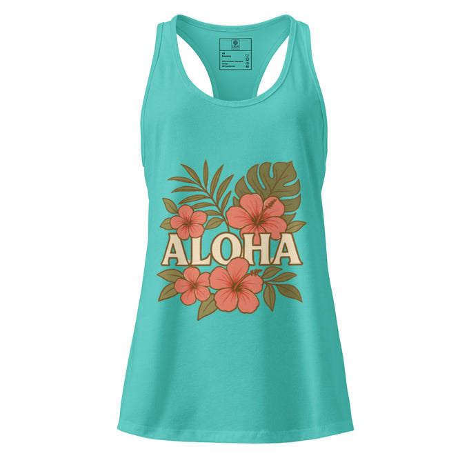 Aloha Floral Racerback Tank – Lightweight Strength, Island Vibes